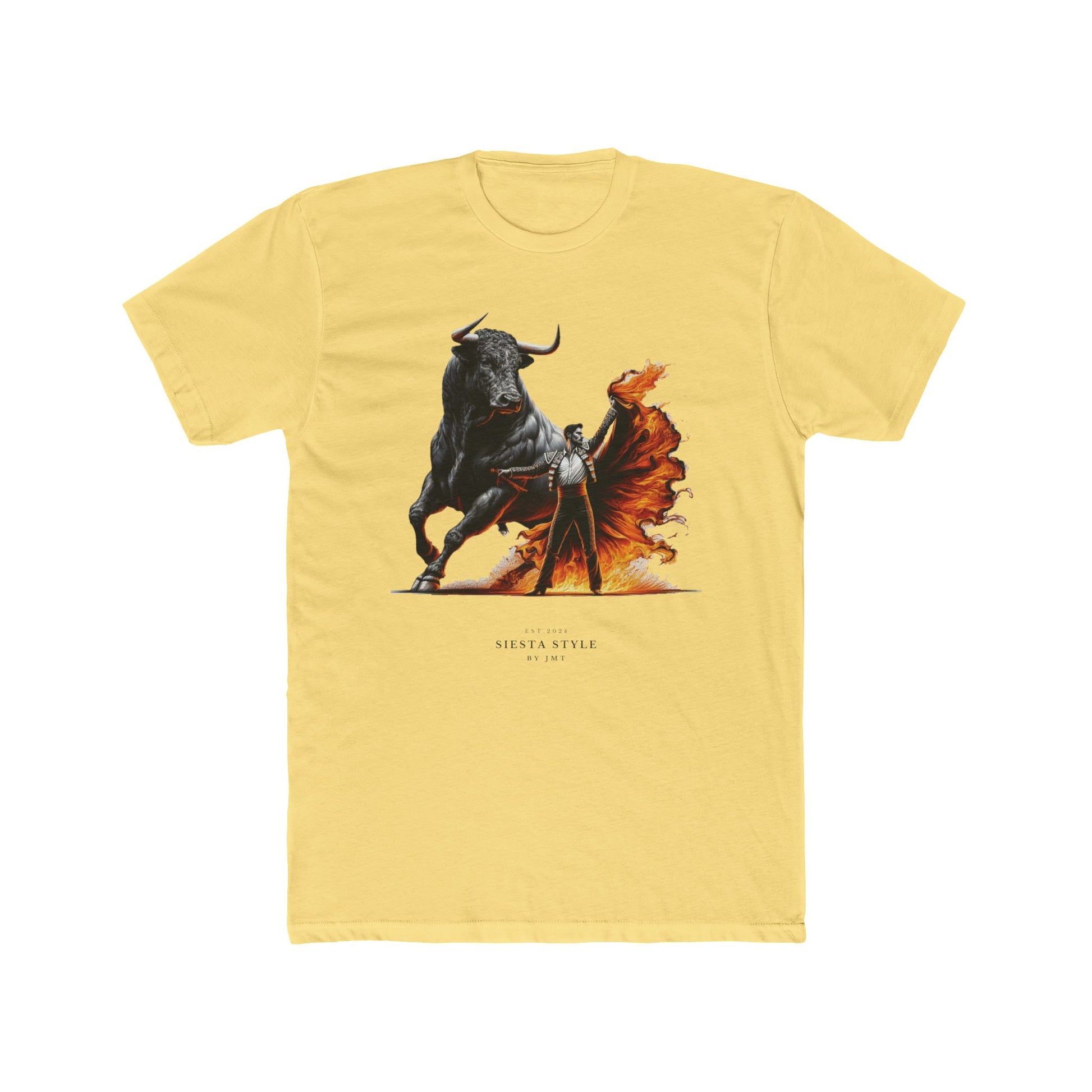 Solid Banana Cream T-shirt with bull street art style design