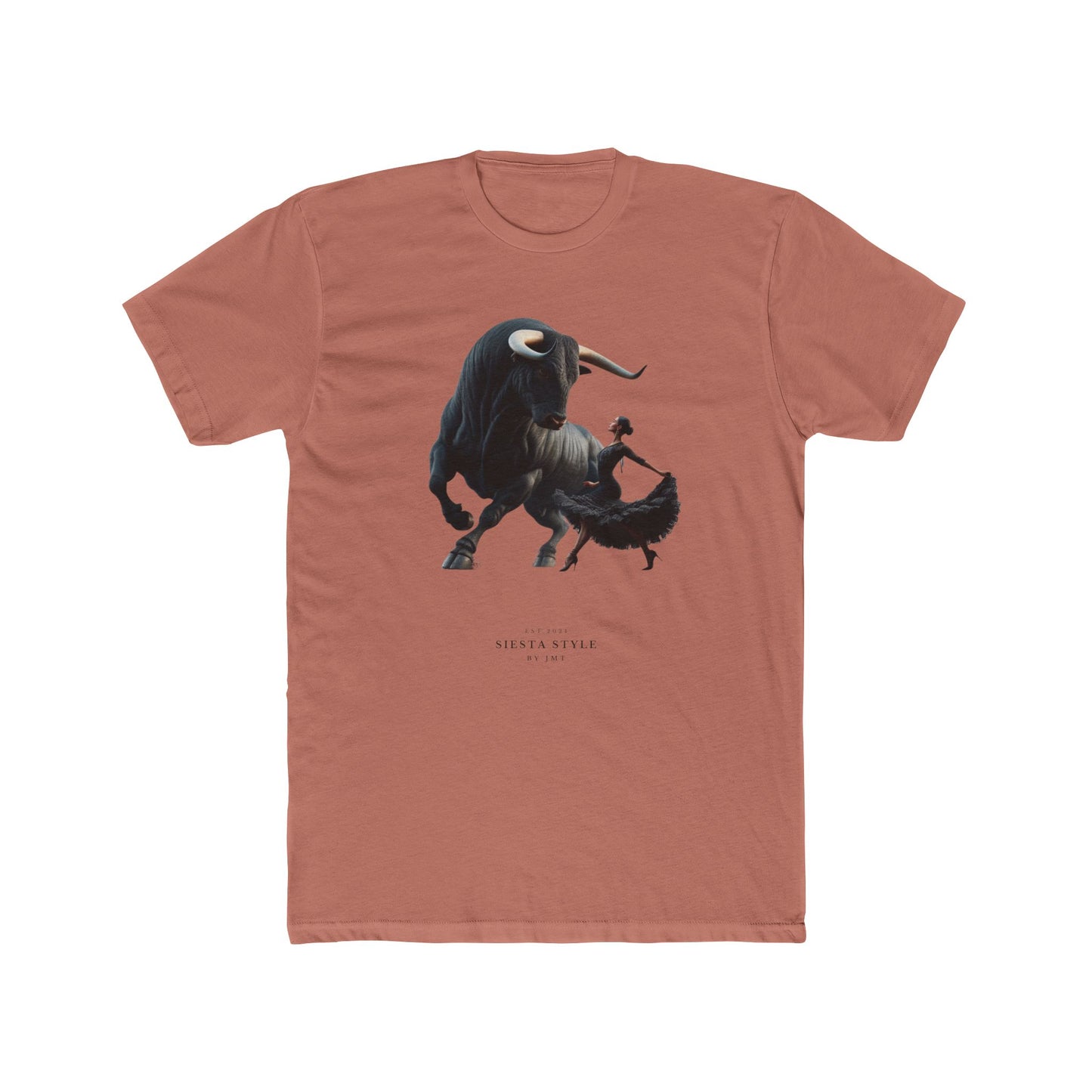 Artistic Unisex Cotton Crew Tee – Bold Bull & Dancer Design by Siesta-Style