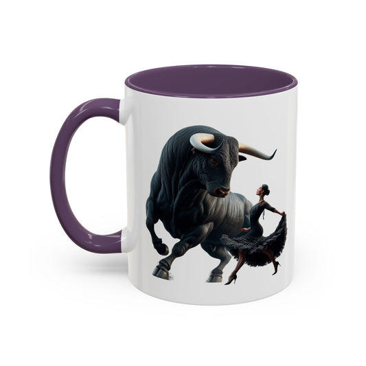 Tasse mit spanischem Motiv – Flamenco-Tänzerin und Stier 