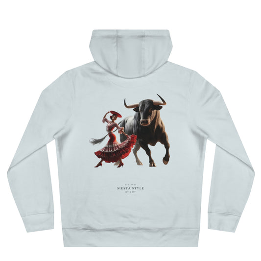 King Hooded Sweatshirt with Artistic Bull and Dancer Design