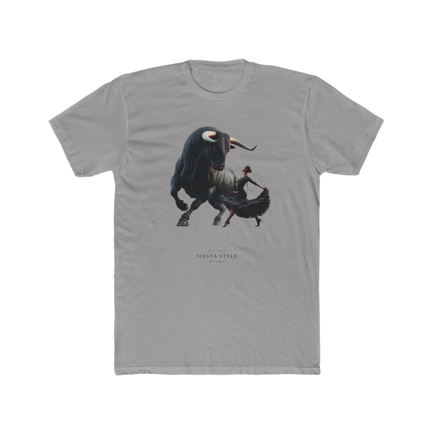 Artistic Unisex Cotton Crew Tee – Bold Bull & Dancer Design by Siesta-Style