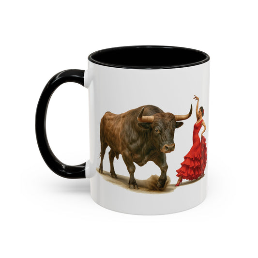 Kaffeetasse mit spanischer Kultur – Flamenco- und Stier-Design