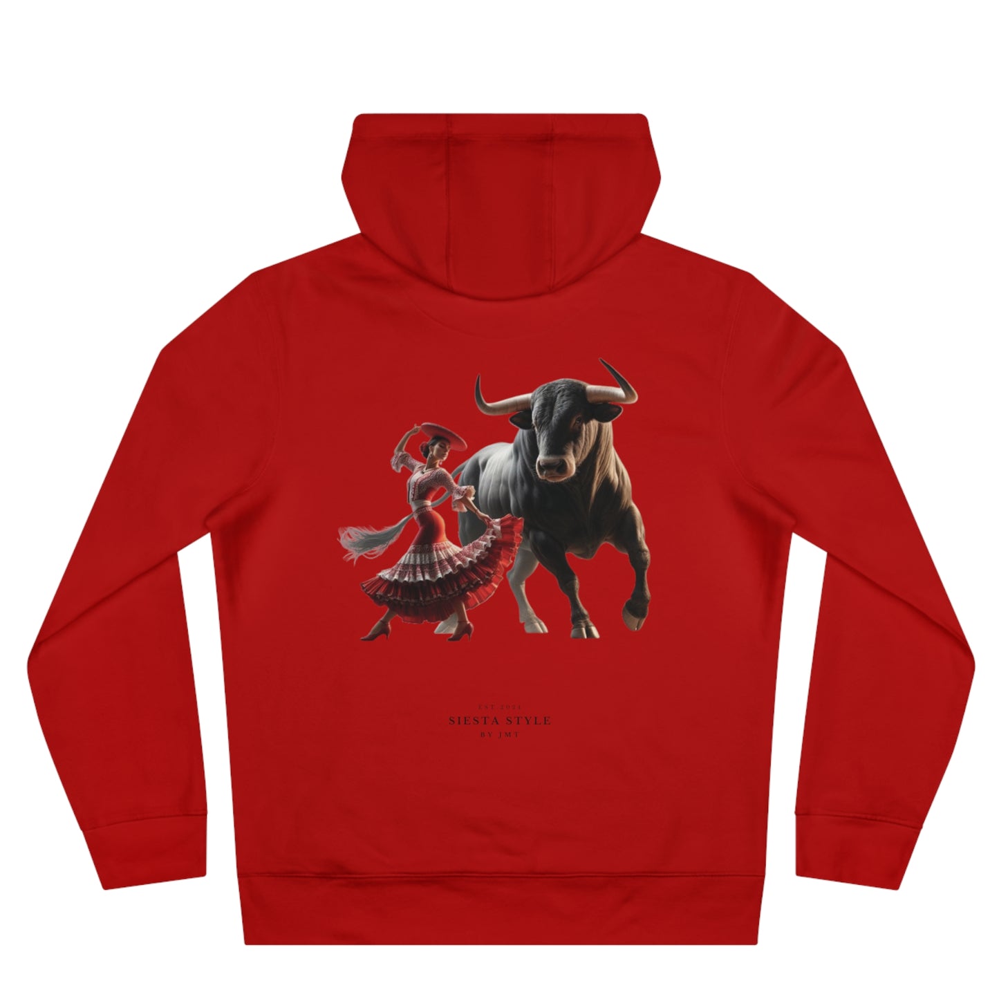 King Hooded Sweatshirt with Artistic Bull and Dancer Design