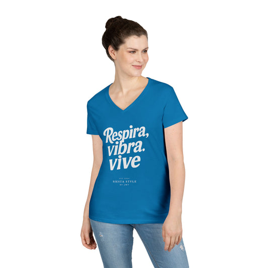 Tshirt V-Tee - Respira, vibra. vive  (Breathe. Feel. Live)
