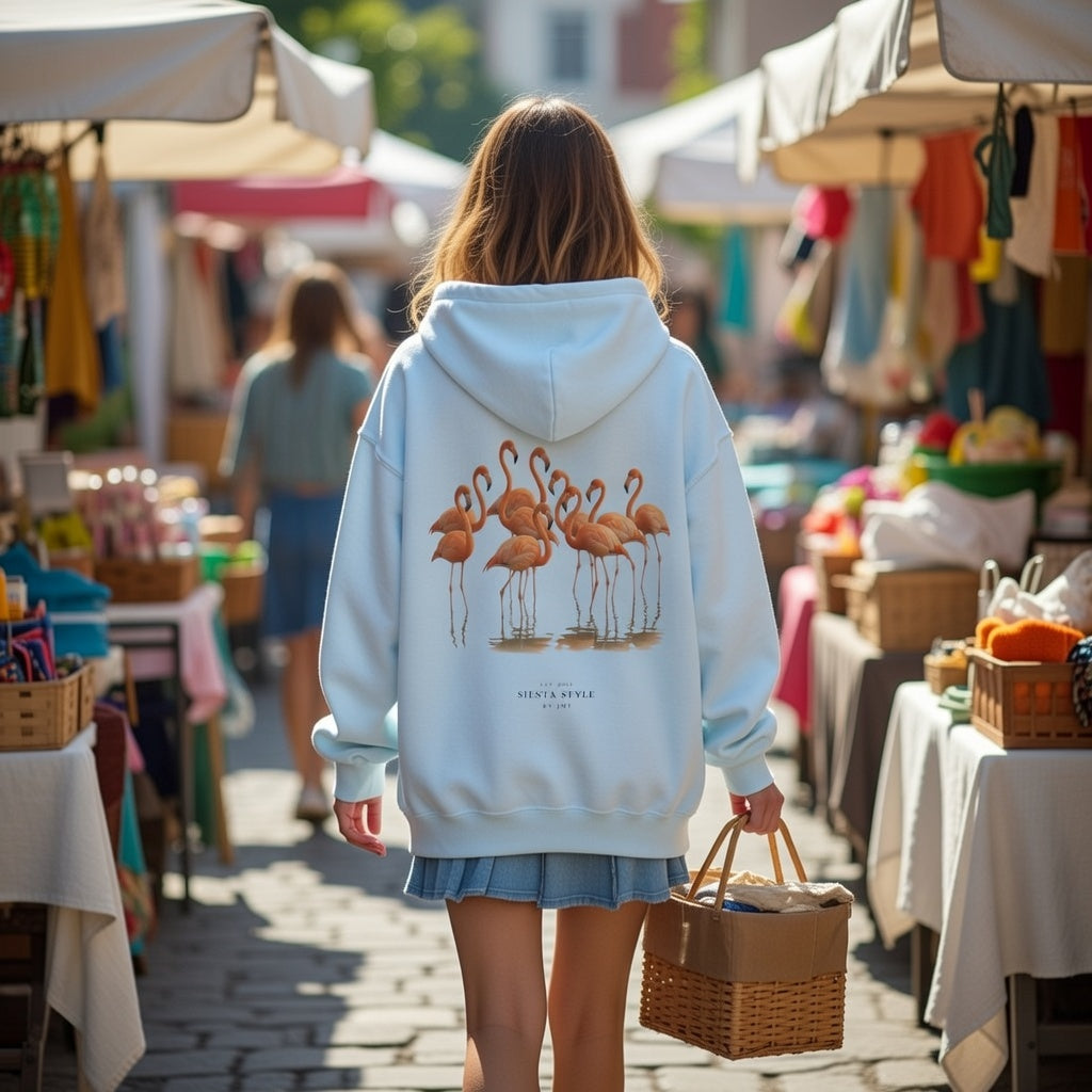 Flamingo Graphic Unisex Hoodie - Schweres Mischgewebe-Sweatshirt für lässigen Stil