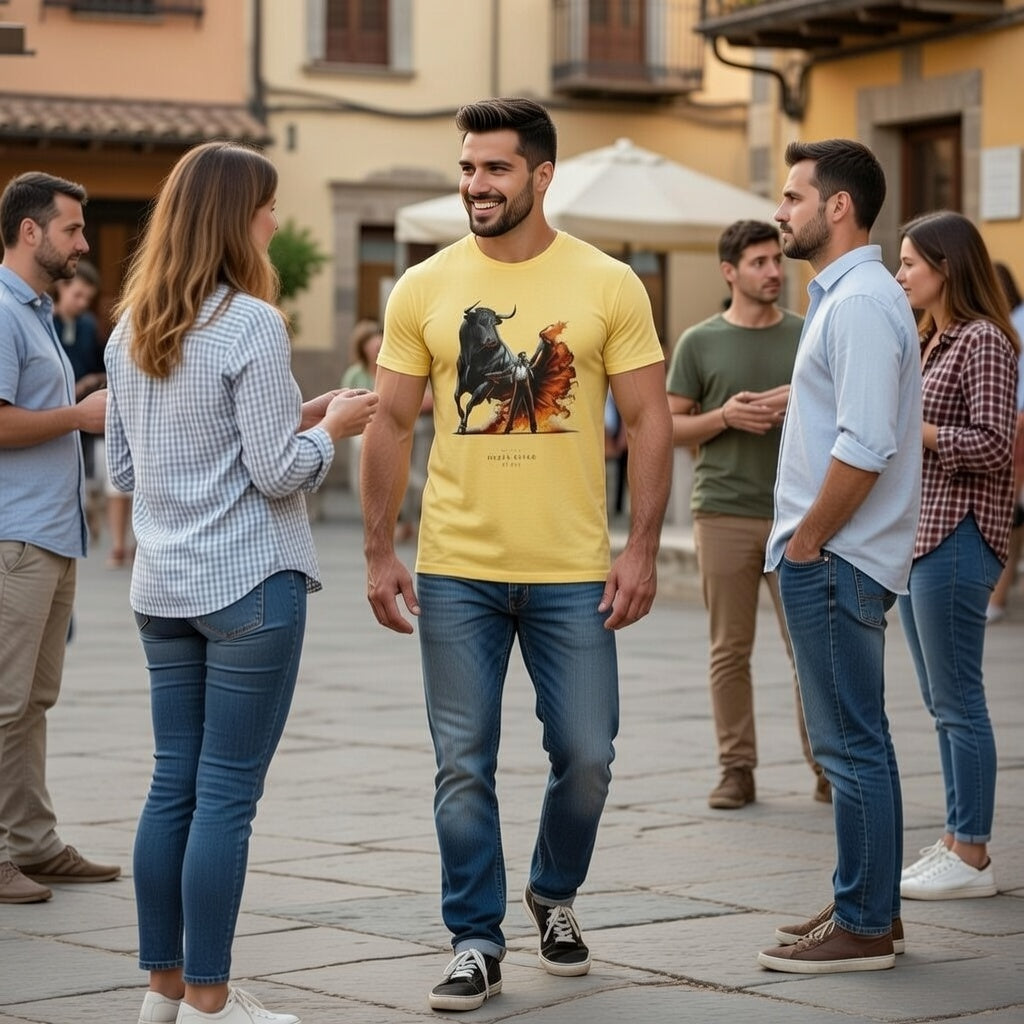 Yellow T-shirt with bull street art style design